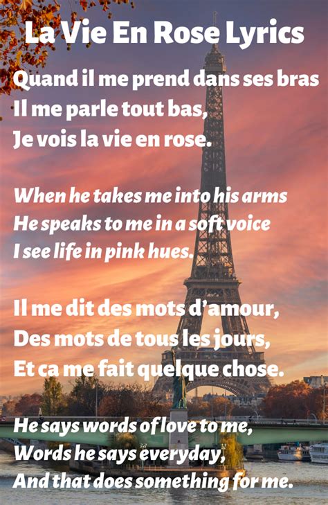 la vie en rose bcn|La Vie en Rose Lyrics & English Translation .